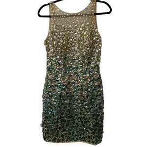 Alexia Designs Emerald Gold Gem Blingy Dress 8